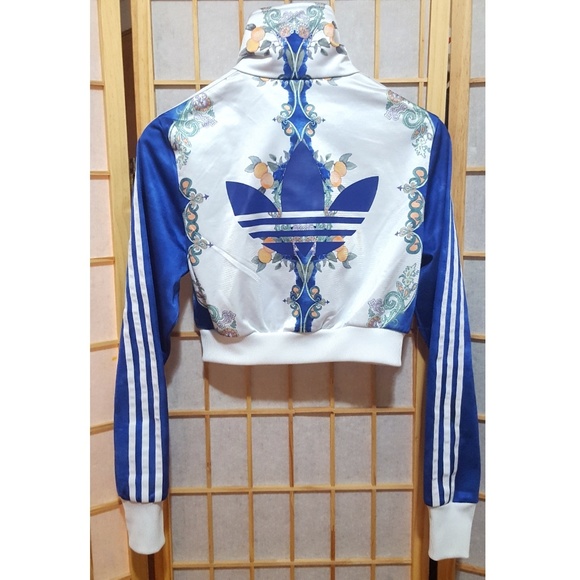Rare💙Adidas Cropped Floral Track Jacket & Cap - Picture 4 of 9